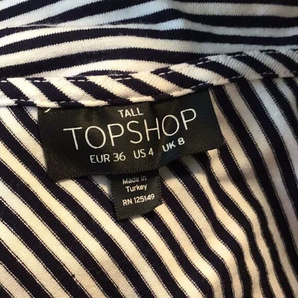 Top Shop Body Suit Black White Stripe Spaghetti Straps Blouson Top Size 4 Tall - Picture 5 of 10